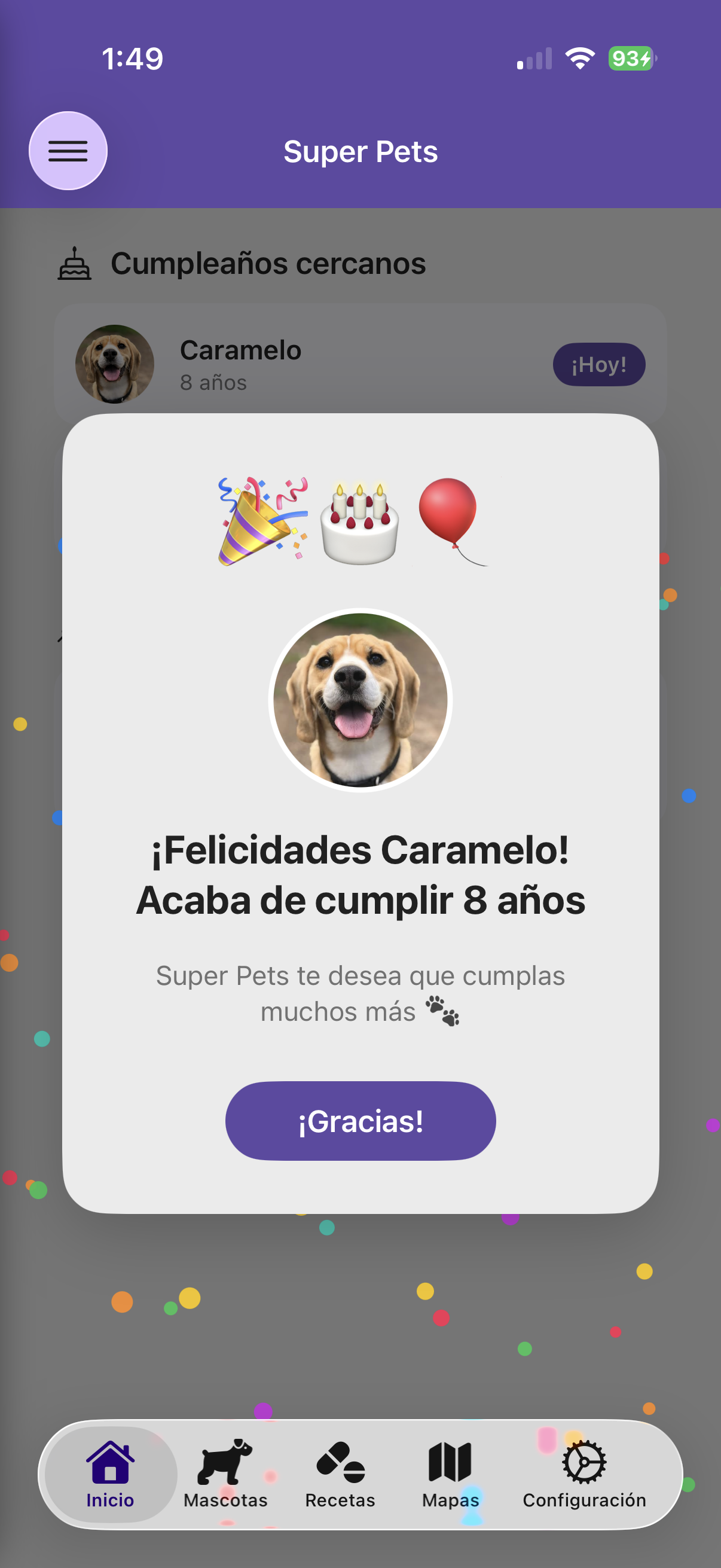 Pantalla principal de Super Pets